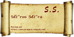 Sáros Sára névjegykártya